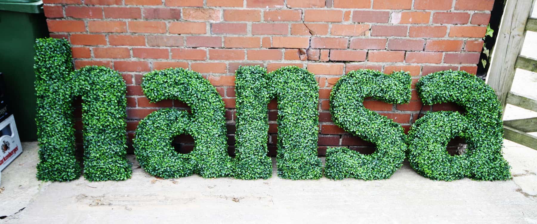 Bespoke Artificial Topiary Letters, Numbers & Shapes Design Example